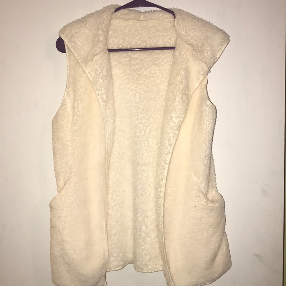 Fluffy hooded vest